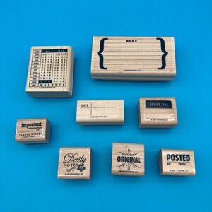 2007 Stampin' Up Wood Mounted Stamps OFFICE MEMO DAILY NOTES POSTED CALENDAR